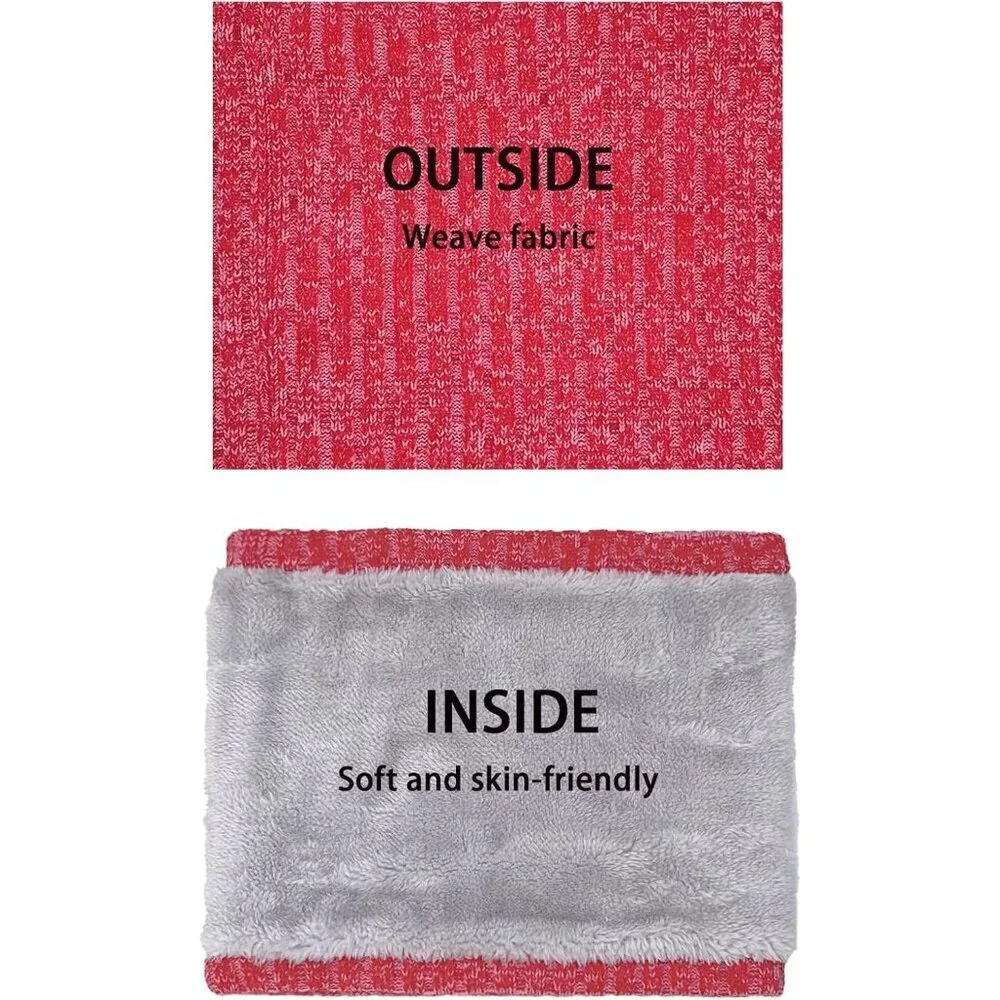 Men's Red Winter Thermal Fleece Neck Warmer Windproof Face Cover Ski Mask